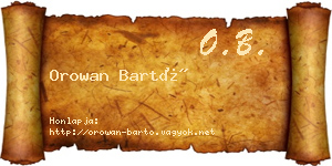 Orowan Bartó névjegykártya